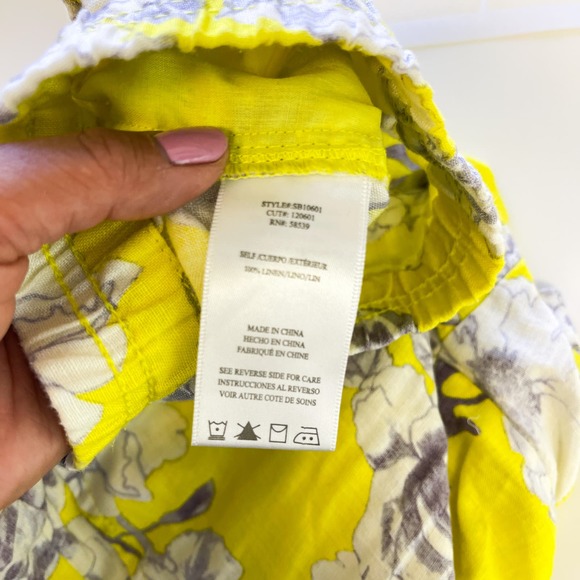 Kut from the Kloth (0) Linen Mid-Rise Floral Pull-On Shorts Yellow - Picture 6 of 8